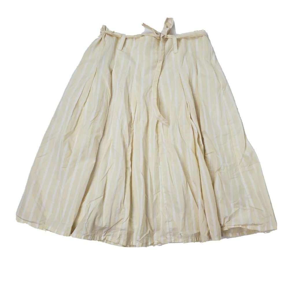 Express Skirt Womens Size 6 Yellow White‎ Striped Pleated Tie Waist A Line